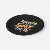 Groovy Sounds Gay I bin in LGBT Rainbow Pride Pappteller (Schrägansicht)