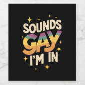 Groovy Sounds Gay I bin in LGBT Rainbow Pride Weinetikett (Einzelnes Label)