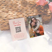 Groovy Sparkle Pink Red Foto QR Code Wedding RSVP Begleitkarte