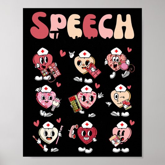 Groovy Speech Therapy Valentine's Day Heart Slp Va Poster (Vorne)