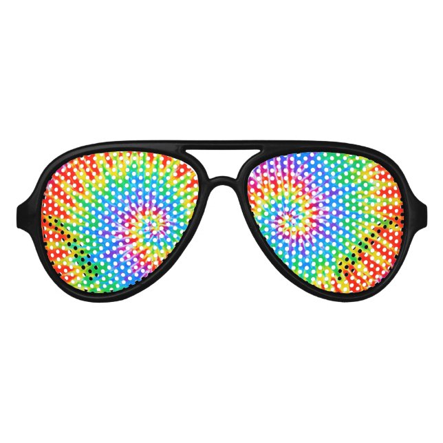Groovy Spiral Rainbow Gefärbte Krawatte Partybrille (Vorderseite)