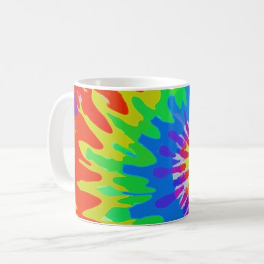 Groovy Spiral Rainbow Krawatte-Dye Tasse (Vorderseite Links)