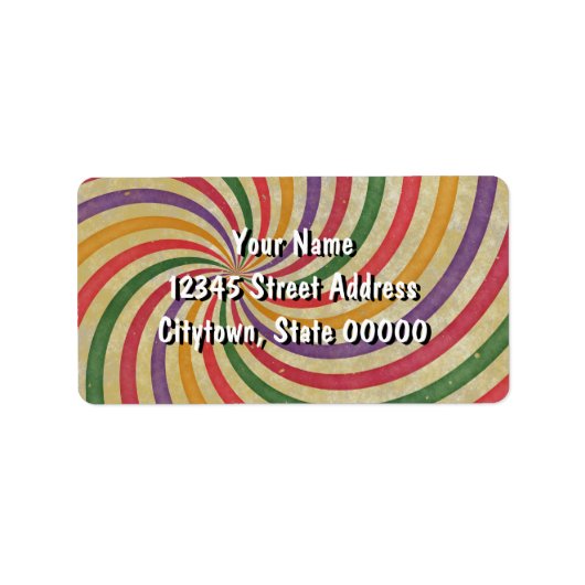 Groovy Spiral Sunbeam Ray Swirl Design grungy Adressaufkleber (Vorne)