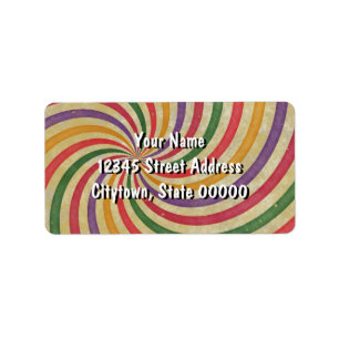 Groovy Spiral Sunbeam Swirl Design grungy Adressaufkleber