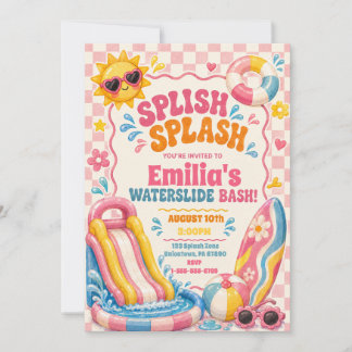 Groovy Splish Splash Mädchen-Geburtstag Einladung