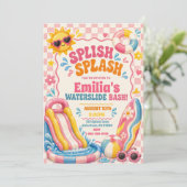 Groovy Splish Splash Mädchen-Geburtstag Einladung (Stehend Vorderseite)