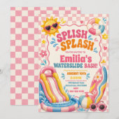 Groovy Splish Splash Mädchen-Geburtstag Einladung (Vorne/Hinten)