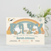 Groovy Spooky Halloween Ghost Boy Babydusche Einladung (Stehend Vorderseite)