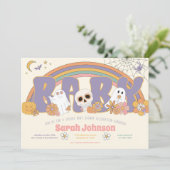 Groovy Spooky Halloween Ghost Girl Babydusche Einladung (Stehend Vorderseite)