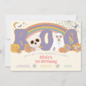 Groovy Spooky Halloween Ghost Girl's Geburtstag Einladung (Vorderseite)