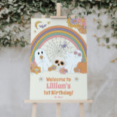 Groovy Spooky Halloween Ghost Party Sign Poster