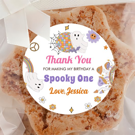 Groovy Spooky Halloween Niedliche Geburtstag Party Runder Aufkleber