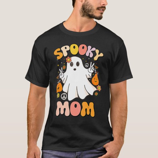 Groovy Spooky Mama Ghost Boo Halloween Kostüm Rett T-Shirt (Vorderseite)