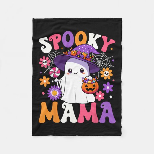 Groovy Spooky Mama Halloween Ghost Pumpkin Hallowe Fleecedecke (Vorderseite)