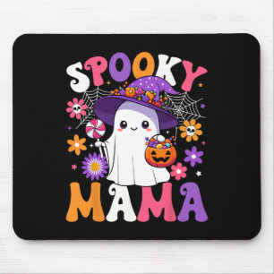 Groovy Spooky Mama Halloween Ghost Pumpkin Hallowe Mousepad