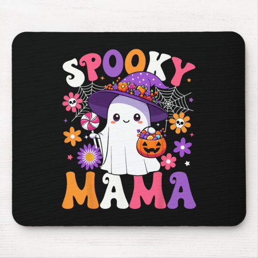 Groovy Spooky Mama Halloween Ghost Pumpkin Hallowe Mousepad (Vorne)