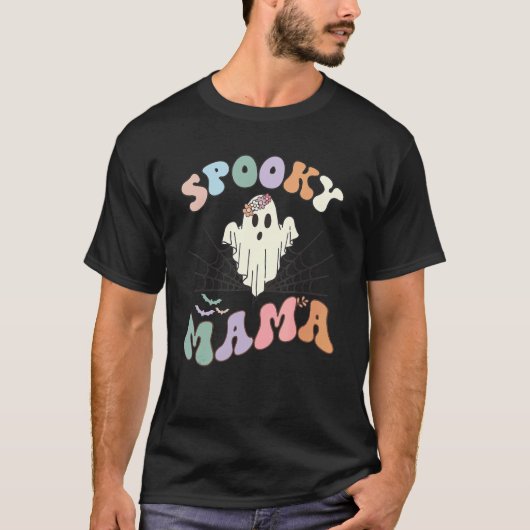 Groovy Spooky Mama Retro Halloween Ghost Witchy Sp T-Shirt (Vorderseite)