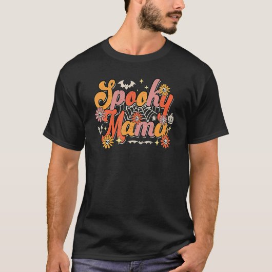 Groovy Spooky Mama Retro Halloween Ghost Witchy Sp T-Shirt (Vorderseite)