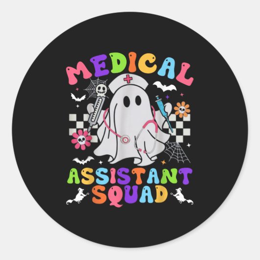 Groovy Spooky Medical Istant Squad Niedlich Hallow Runder Aufkleber (Vorderseite)