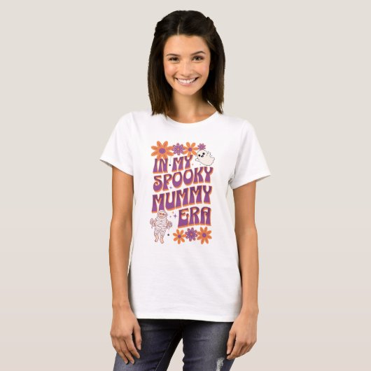 Groovy Spooky Mummy Era Retro Halloween T-Shirt (Vorne ganz)
