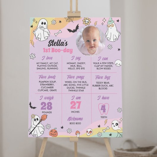 Groovy Spooky One Birthday Milestone Zeichen Poster
