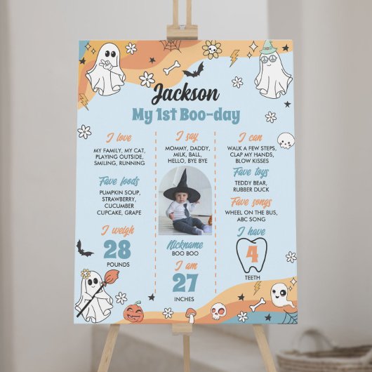 Groovy Spooky One Birthday Milestone Zeichen Poster
