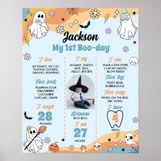 Groovy Spooky One Birthday Milestone Zeichen Poster (Vorne)