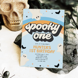 Groovy Spooky One Boy 1. Geburtstag Halloween Einladung