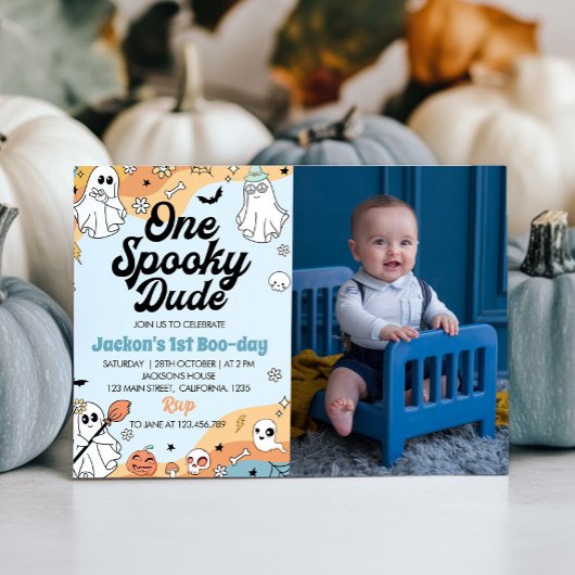 Groovy Spooky One Ghost 1. Geburtstag Einladung