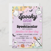 Groovy Spooky One Ghost Birthday Einladung (Vorderseite)