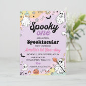 Groovy Spooky One Ghost Birthday Einladung (Stehend Vorderseite)
