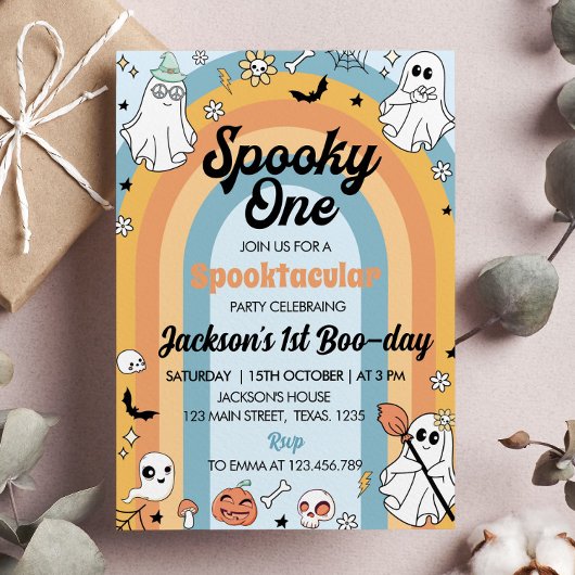 Groovy Spooky One Ghost Birthday Einladung