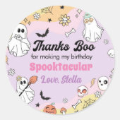 Groovy Spooky One Ghost Party Labels Runder Aufkleber (Vorderseite)