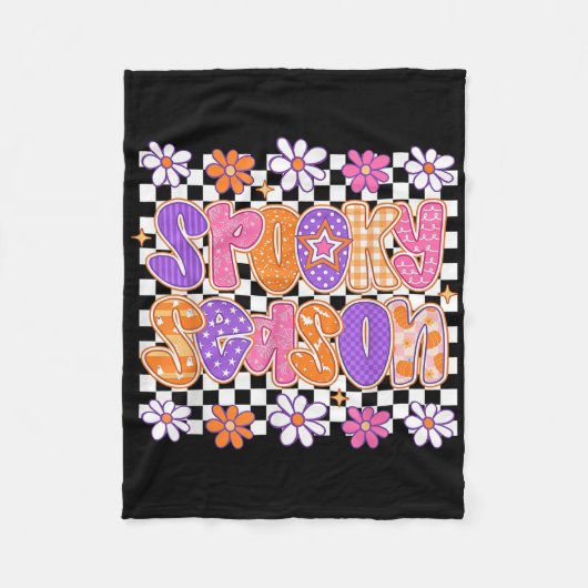 Groovy Spooky Season Ghost Blume Halloween Costum Fleecedecke (Vorderseite)