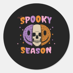 Groovy Spooky Season Halloween Ghost Boo Smile Fac Runder Aufkleber
