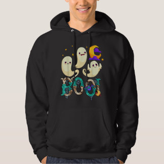 Groovy Spooky Season Niedlich Ghost Holding Pumpki Hoodie