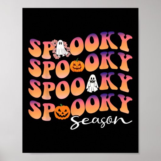Groovy Spooky Season niedlich Pumpkin Halloween Poster (Vorne)