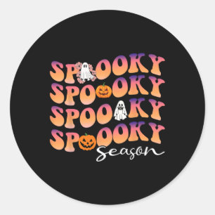 Groovy Spooky Season niedlich Pumpkin Halloween Runder Aufkleber