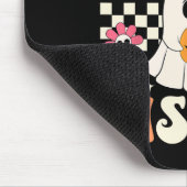 Groovy Spooky Sister Retro Ghost Holding Pumpkin H Mousepad (Ecke)