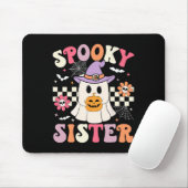 Groovy Spooky Sister Retro Ghost Holding Pumpkin H Mousepad (Mit Mouse)