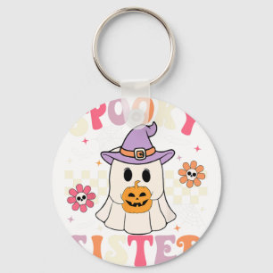 Groovy Spooky Sister Retro Ghost Holding Pumpkin H Schlüsselanhänger