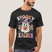 Groovy Spooky Teacher Ghost Retro Floral Teacher H T-Shirt (Vorderseite)