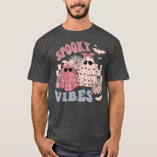 Groovy Spooky Vibes Blume und Ghost Halloween Ret T-Shirt