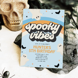 Groovy Spooky Vibes Boy Halloween Geburtstag Einladung