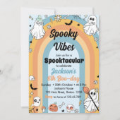 Groovy Spooky Vibes Ghost Birthday Einladung (Vorderseite)