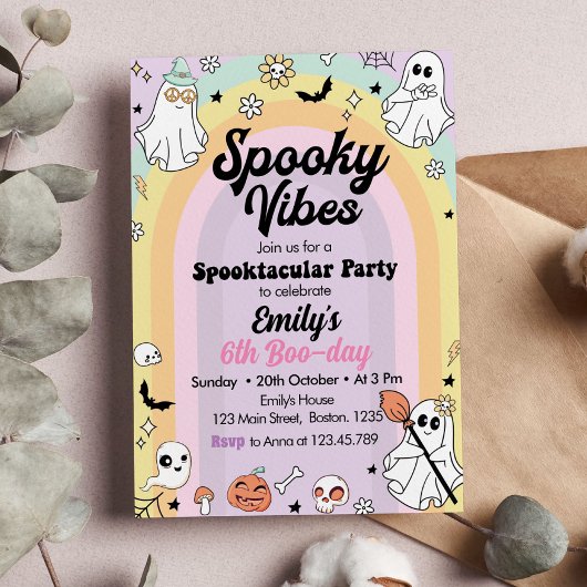 Groovy Spooky Vibes Ghost Birthday Einladung