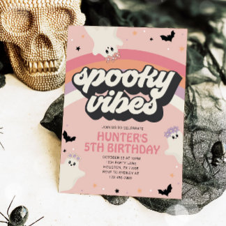 Groovy Spooky Vibes Girl Halloween Einladung