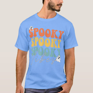 Groovy Spooky Vibes Retro Floral Ghost Hippie Hall T-Shirt