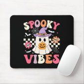 Groovy Spooky Vibes Retro Ghost Holding Pumpkin Ha Mousepad (Mit Mouse)