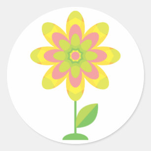 Groovy Spring Blume Runder Aufkleber